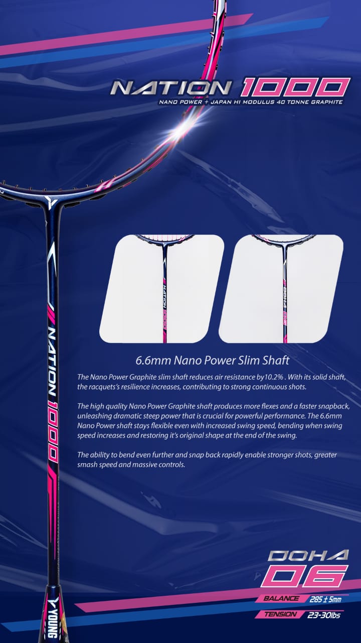 YangYang/Young Nation 1000 2022 4u professional Badminton Racket - badminton racket review