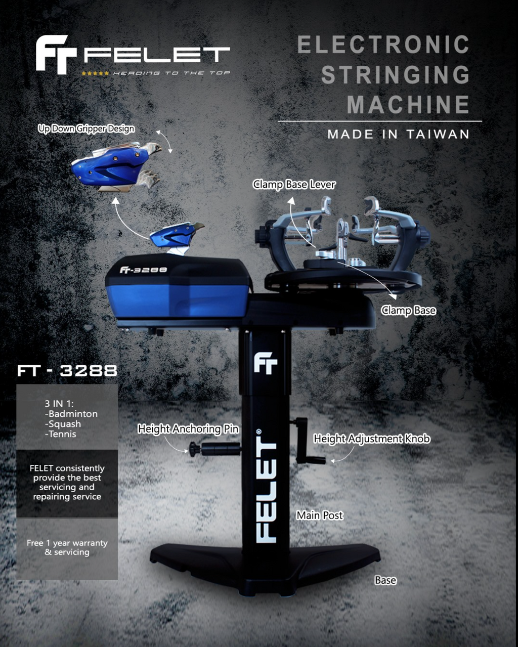 Felet FT-3288 professional grade stringing machine Badminton, Tennis ...