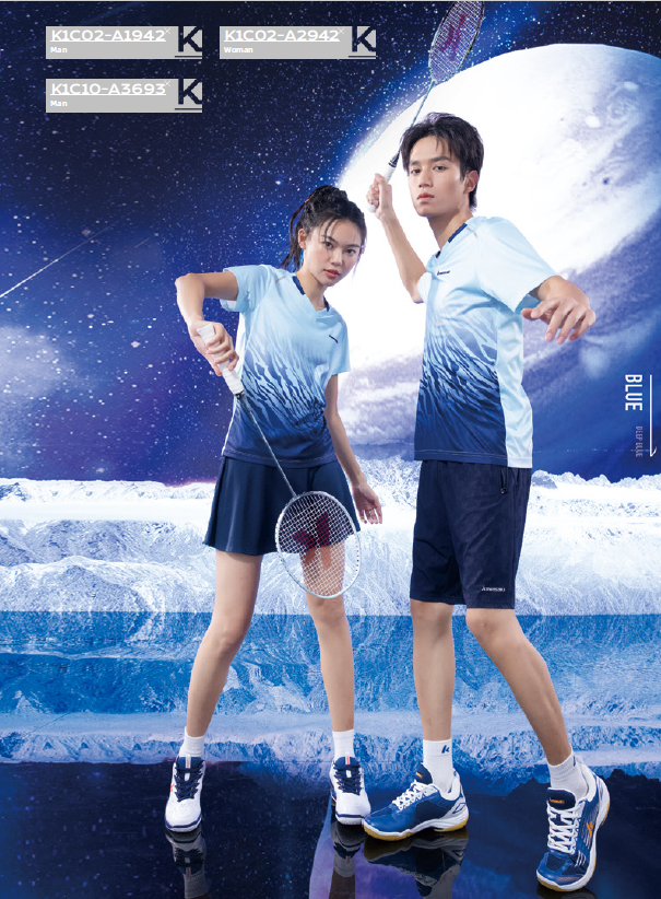 Kawasaki Mens/Female T Shirt K1C02-A1942/2942 Blue - badminton racket review