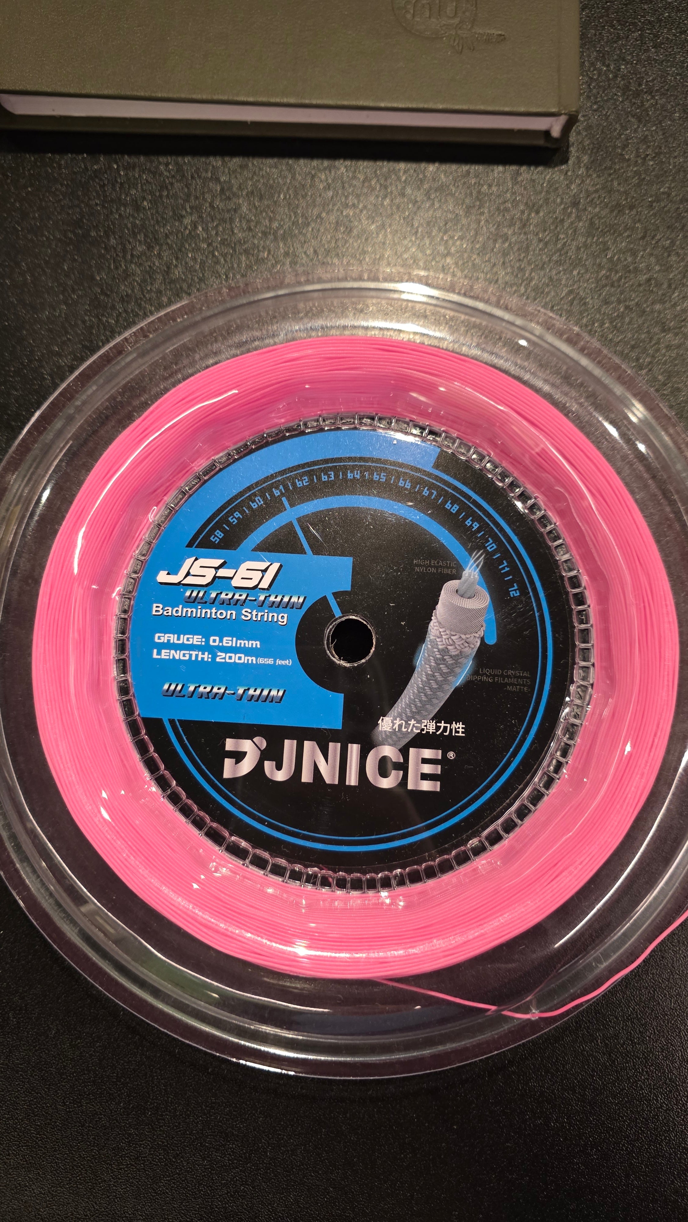 White Racket Black String Jnice Japanese JS-61 Badminton Racket String 200m - Ultra Thin Reel ...