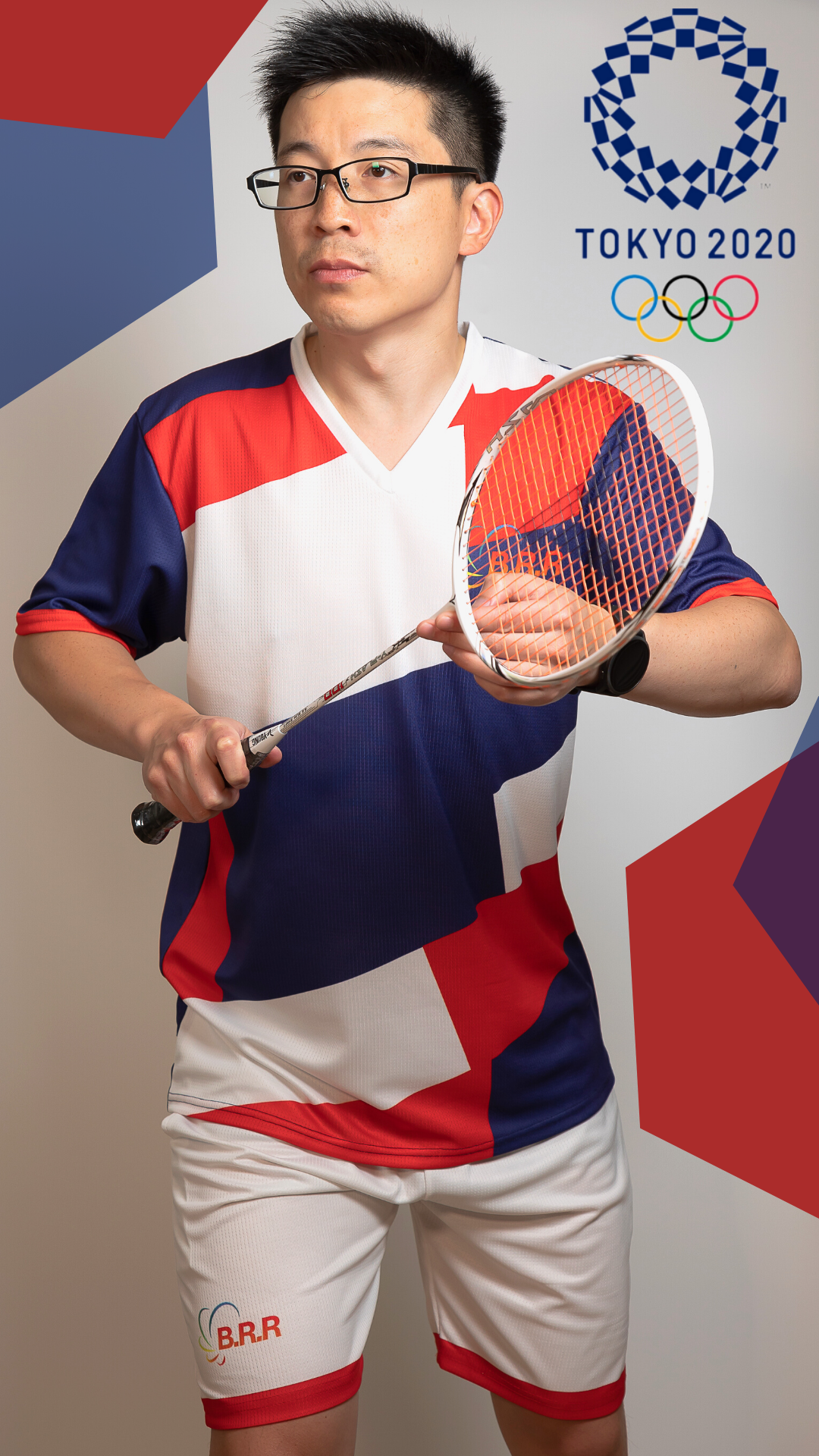 Tokyo 2020 Olympics BRR Shirt (White/Navy/Red) - Badminton/Tennis ...